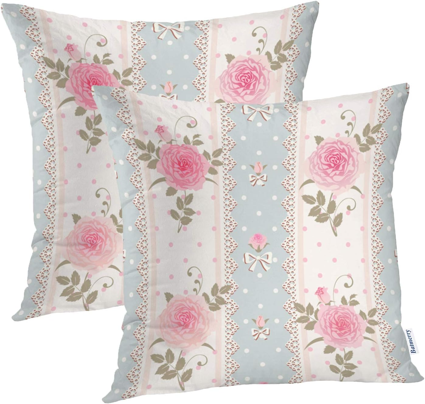 Batmerry Shabby Chic Pillow Covers 18x18 Inch Set of 2