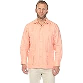 Mojito Men's 100% Linen Four-Pocket Long Sleeve Guayabera Shirt XX-Large/Peach
