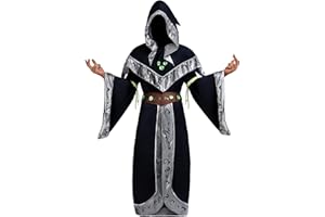 Spooktacular Creations Wizard Costume Adult Men, Halloween Costumes for Adult, Medieval Costume Men with Hooded Cloak