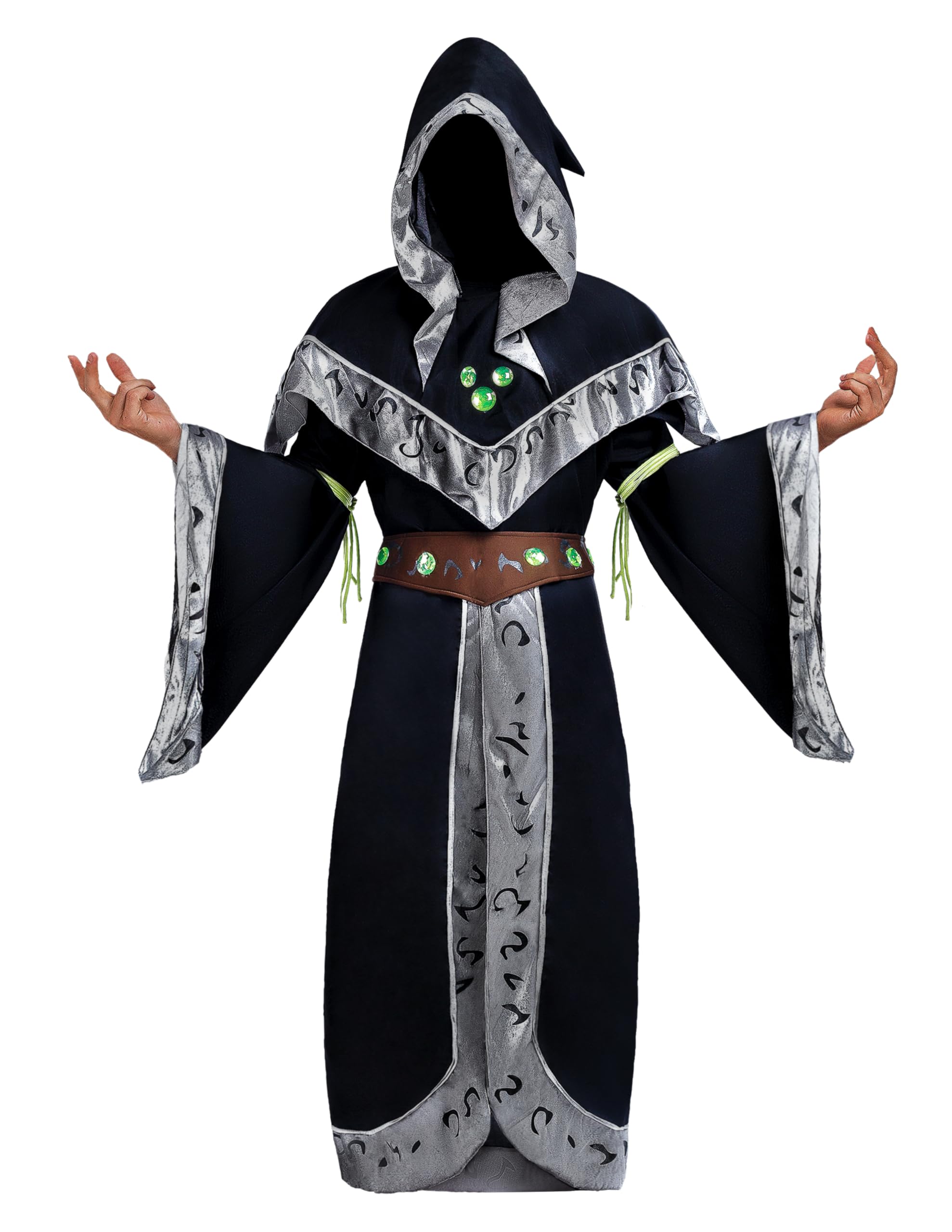 Spooktacular Creations Mystical Dark Sorcerer Medieval Warlock w/Glow Arm Strings Halloween Costumes for Men (Large)