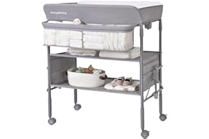 Maydolly Baby Changing Table, Portable Foldable Changing Table, Waterproof Diaper Changing Station, Adjustable Height Changing Station, Mobile Nursery for Newborn and Infant