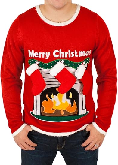 Ugly Christmas Sweater Lighted Fireplace Sweater With 3 D