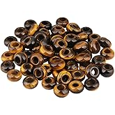SUNYIK Tiger's Eye Stone Large Hole (6mm) Rondelle Loose Charms European Bead fits Bracelet,Jewelry Makings Pack of 20