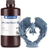 ANYCUBIC 2nd Gen Resin Technology ABS-Like Resin 2.0, 3D Printer Resin with High Toughness, More Precise Details, Low Odor, Wide Compatibility for All LCD Resin 3D Printers (Grey, 1kg)