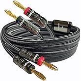 Goaycer Speaker Wire with Banana Plugs, 14AWG Speaker Cable with Gold-Plated Banana Tips,Oxygen-Free Copper (OFC), 6.6FT/2M