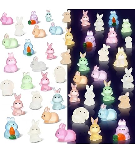 Set De 7 Mini Conejos De Resina – Figuras Adorables De 4 Cm Para Decorar, Manualidades, Casas De Muñecas Y Paisajes