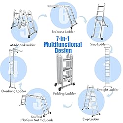 Giantex 7-in-1 12 Ft Tall Folding Step Ladder, Max