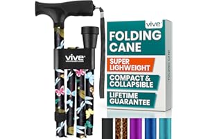 Folding Cane by Vive - Sturdy Lightweight Walking Stick for Men & Women - Collapsible Cane Design for Portability & Convenien