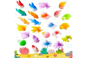 TOANWOD 24 PCS Mini Mochi Squishy Toys for Party Favors, Kawaii Fidget Toys for Stress Relief , Sensory Toys Desk Pets for Kids, Goodie Bag Stuffers for Kids Birthday Party 8-12 (Marine Theme)