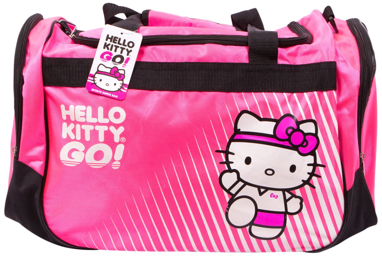 Hello Kitty Duffle Bag Hot Pink Girls Sports Carry Pack Cat Shoulder