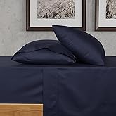 URBANHUT 700 Thread Count 100% Cotton Sheets Queen Size, 4Pc Sheet Set Luxury Bed Sheet for Queen Size Bed, Sateen Weave Hotel Sheets, Better Than Egyptian, 16'' Elasticized Deep Pocket - Navy Blue