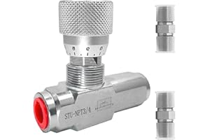 ﻿ Cplbrb 3/4" New Hydraulic Flow Control Valve With 2 Pcs 3/4" Male Thread Pipe Adapter,Hydraulic One Way In-line Adjustable Variable Valve,hydraulic Check Valve,3/4” NPT Port Size