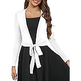 VOIANLIMO Women's Cardigan Knit Sweaters Long Sleeve Cropped Tie Front Bolero Shrug for Dresses S-XL