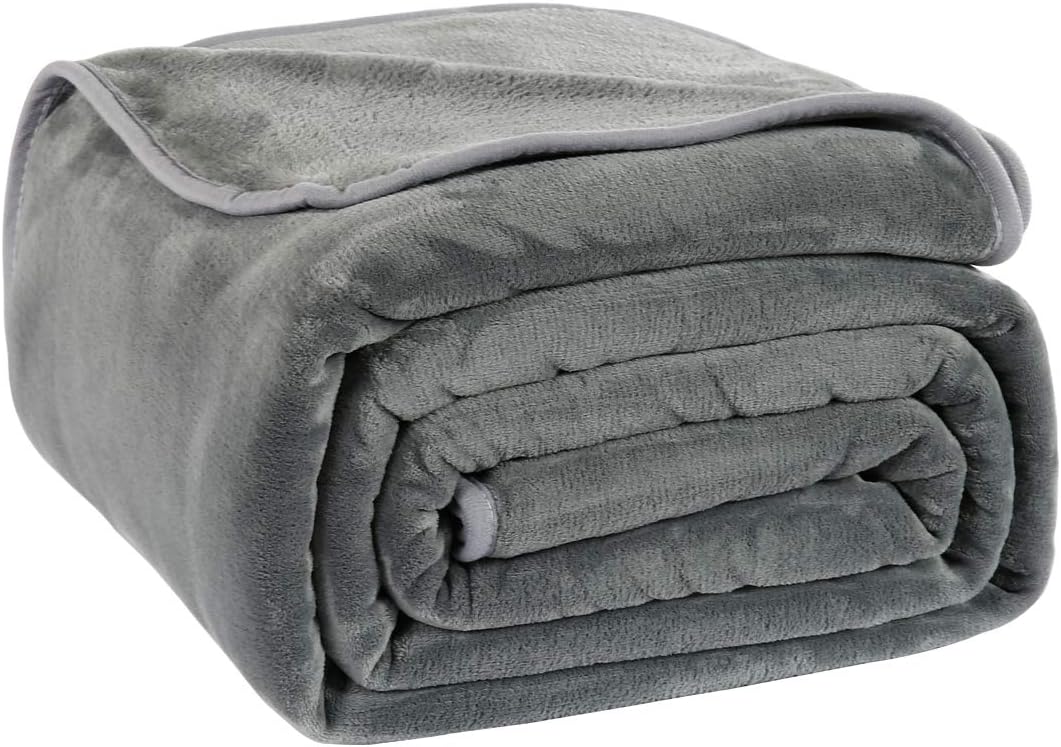 RISAR Flannel Luxury King Size Blanket Soft Warm Cozy Plush Throw Fuzzy Microplush Lightweight for Bed Sofa Couch 90 by 108 Inches,Dark Gray