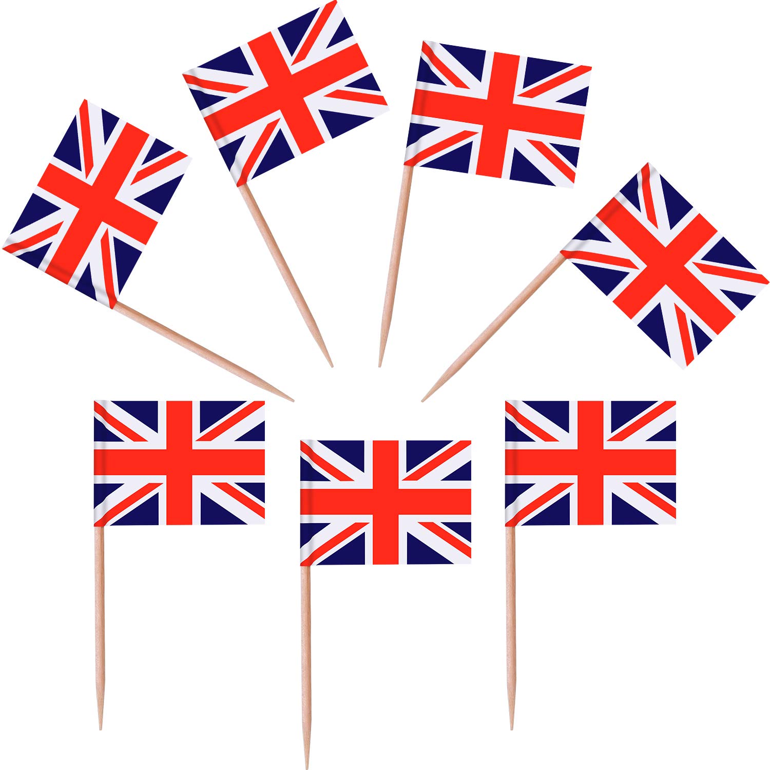100 Pieces British Flag Toothpicks The Union Jack Flag Cupcake Toppers for Birthday Wedding Baby Shower National Day