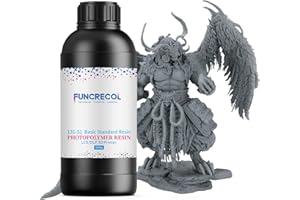 FUNCRECOL 16K Upgraded Standard Photopolymer Resin, 405nm Fast UV-Curing 3D Printer Resin, Low Odor High Precision 3D Printing Resin for LCD/DLP/MSLA 3D Printer, Grey 1000g