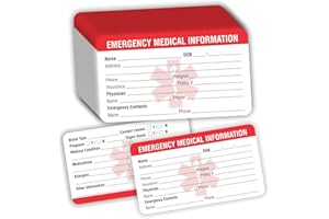 PARTH IMPEX Emergency Medical Information ID Card (Pack of 25) 3.5" x 2" Round Corner 700 GSM Thick Card Stock
