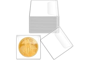 Mauproy 50PCS Single Pocket Coin Sleeves, 2.1 x 2.1 Inches Clear Plastic Coin Holders Individual Coin Protectors Small Pouches for Coin Currency Bills Collectors