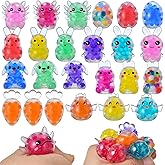 24 Pack Easter Squeeze Balls, Easter Bunny Axolotl Stress Balls Squishies Toys Stress Relief for Easter Basket Stuffers Easter Egg Fillers Party Favor Gifts