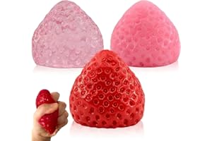 3-Pack Premium Taba Squishy Strawberry - Large Sensory Squeeze Toys - Soft TPR Fidget Toys & Stress Relief Balls - Cute Squis