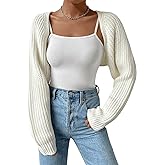 Verdusa Women's Y2k Cropped Cardigan Sweaters Lightweight Knit Open Front Bolero Shrugs Spring Fall Outfits