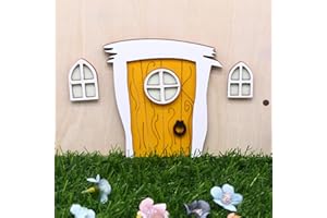 YESHLiky Fairy Door Luminous Elf Door Miniature Pixie Door Enchanted Miniature World Fairy Door Tree Garden Home Decor for Garden Yard Lawn Trees Decoration (Yellow)