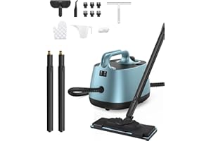 HAWKAM Steam Cleaner with 21 Accessories, 5 Minutes Fast Heating, Multipurpose Portable Canister Steamer for Floors, Carpet, Cars, Tiles, Grout Cleaning, Chemical-free, 1.5L Capacity