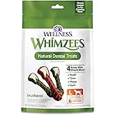 Whimzees Wellness Brushzees Natural Dog Dental Treat, VOHC Accepted Chews, Freshens Breath, Large Size, 12.7 oz Bag, 6 Count