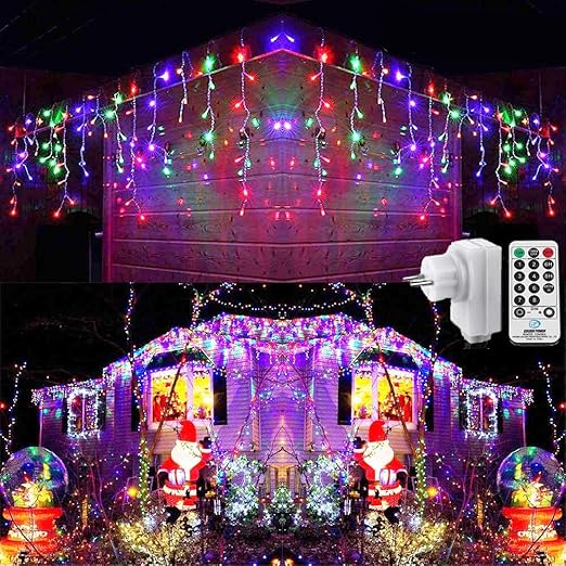 geemoo cortina luces navidad exterior 9m 360 led guirnaldas carambano luces prolongable cadena luces de navidad decoracion para navidad fiestas casa