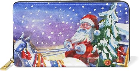 Immagini Di Natale Con Cavalli.Coosun Pelle Babbo Natale Con Il Cavallo Della Frizione Della Borsa Portafoglio Card Holder Organizer L Multicolor 006 Amazon It Valigeria