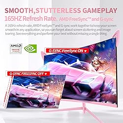CUNPU Pink Computer Monitor, 27 inch 1440p 165Hz