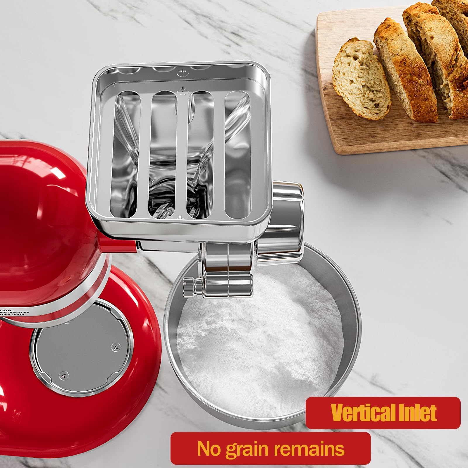 Metal Grain Mill Attachment Fit for KitchenAid Stand Mixer, 12-Level Adjustable Flour Mill Grain Grinder for Kitchenaid, Fit for Wheat, Corn, Oats, Nut
