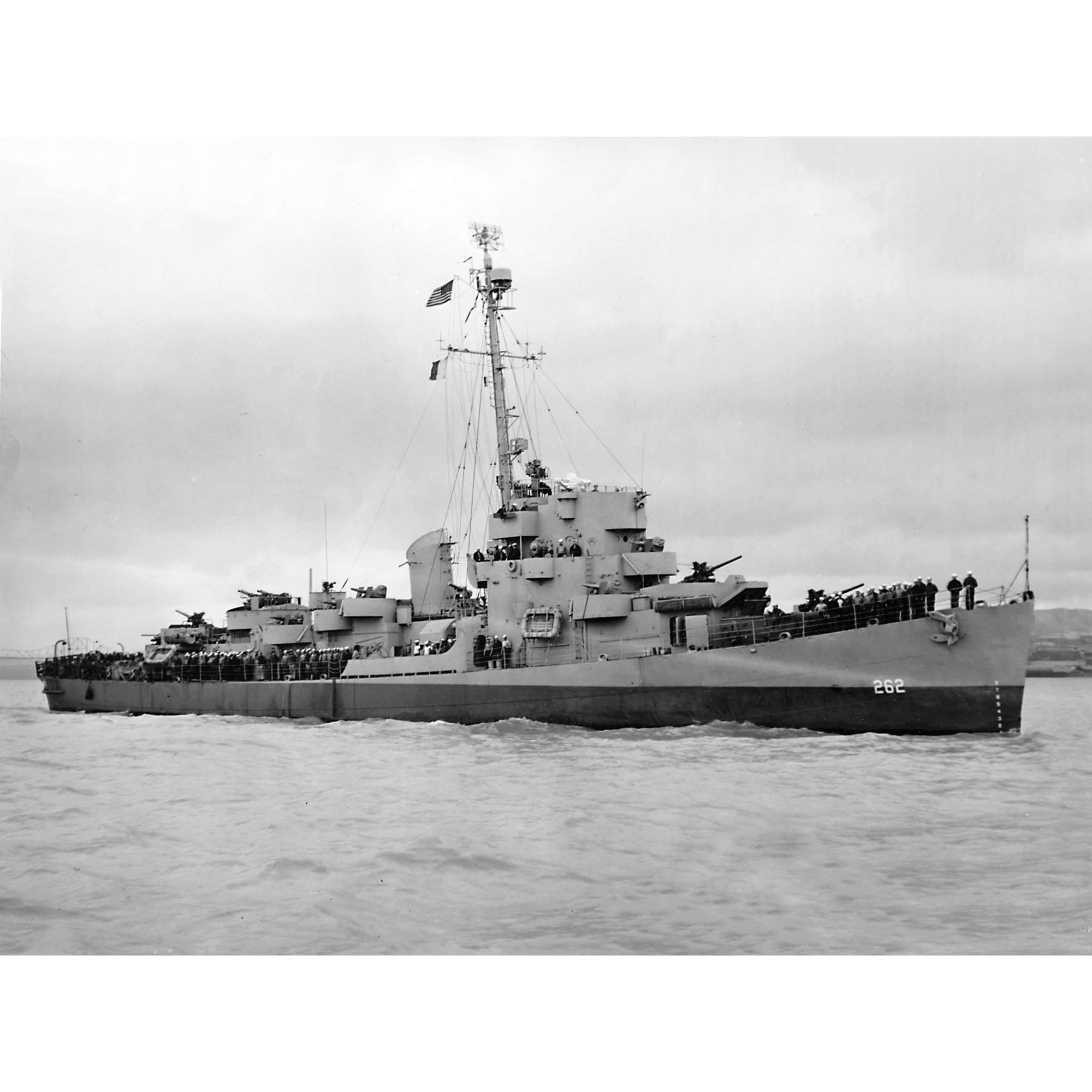War WWII USA Navy Destroyer USS Canfield 1945 Photo Large Wall Art Poster Print Thick Paper 18X24 Inch