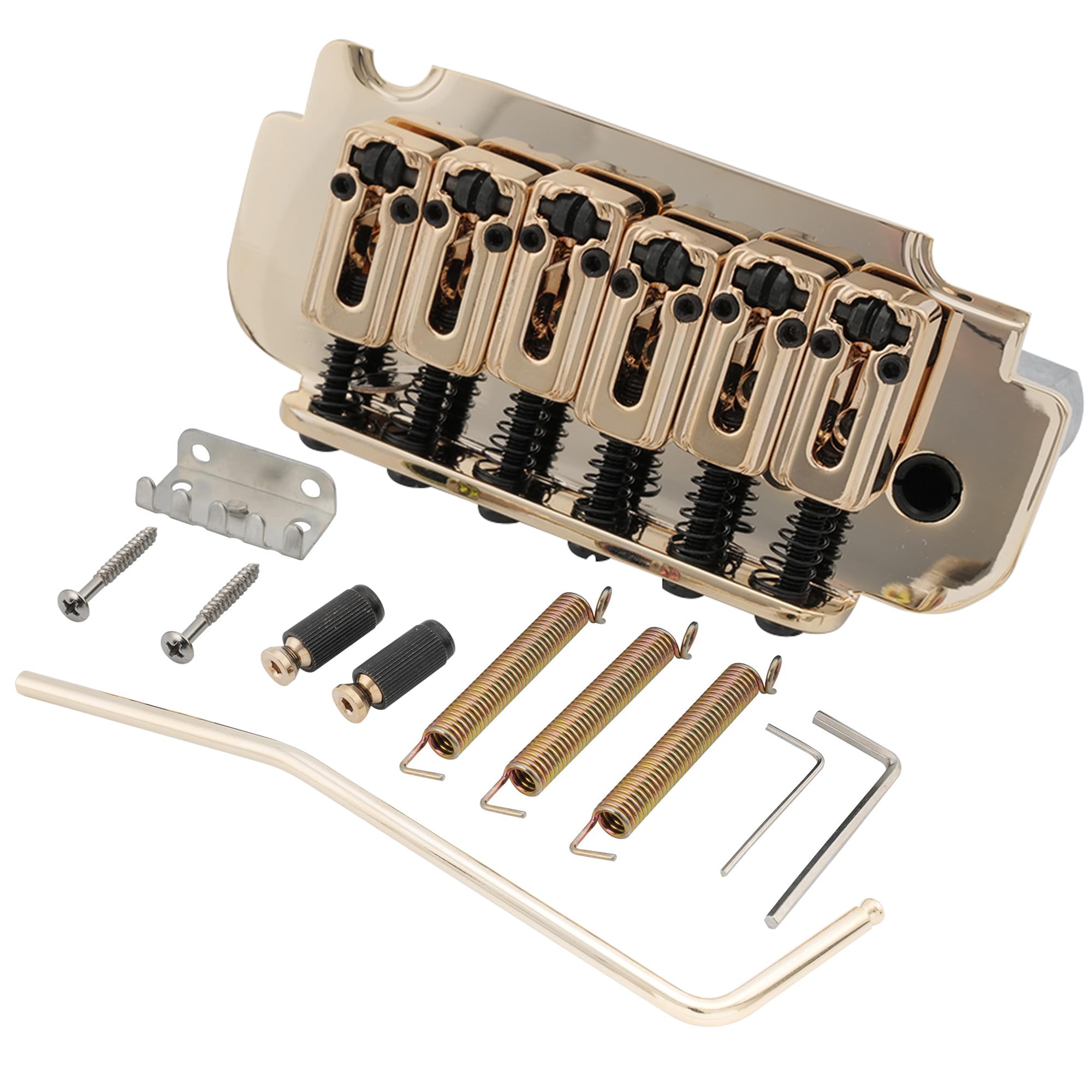 Musiclily Pro 54mm Roller Saddles 2-Point Tremolo Bridge for Import Strat Style Electric Guitar, Gold