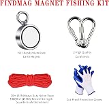 FINDMAG 1000 lb Double Sided Fishing Magnet Kit with Rope Gloves 75mm Dia view 2