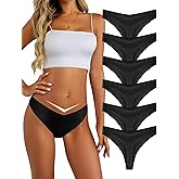 Memouniva Seamless Thongs for Women Sexy V-waisted No Show Thong Stretch Breathable Ladies Panties Underwear 6 Pack