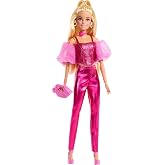 Barbie Deluxe Style Doll #5 in Metallic Pink Outfit | with Blonde Hair, Sparkly Corset Top and Shiny Pants with Accessories like Rose Necklace and Handbag