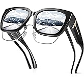 URUMQI Polarized Sunglasses Fit Over Glasses for Women, UV400 Protection Wrap-around Shades Trendy Oversized Square Lens