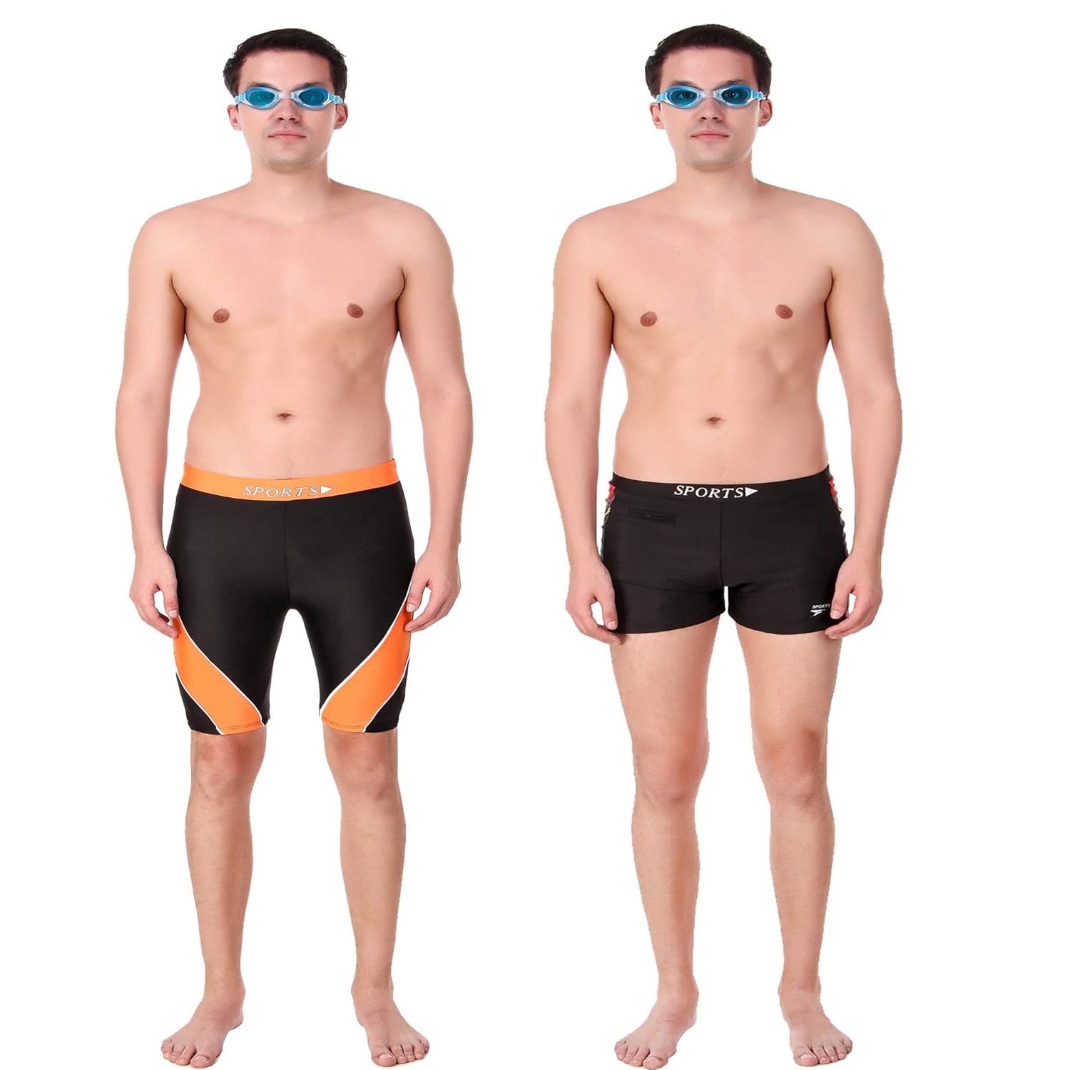 swimming costume and shorts