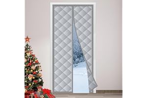 HOXHA Magnetic Thermal Inlusated Door Curtain Fits Door Size 36 × 96 Inch, Weatherproof, Windproof, Soundproof Door Screen Magnetic Closure, Grey