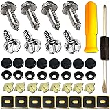 ZXFOOG Stainless Steel License Plate Screws -No Rust Plate Screws for Fastening License Plate Cover, Front or Rear License Pl