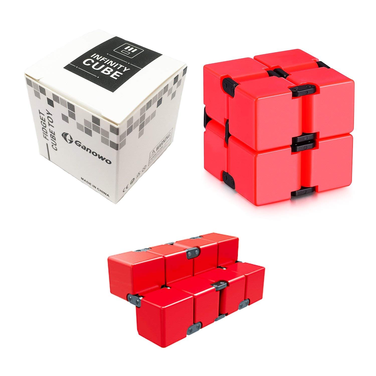 Infinity Cube Fidget Cube Toy for Adults & Kids Relieve Stress & Anxiety Hand Fidget Stress Reducer Best for ADD,ADHD,OCD,Anxiety Disorder,Autism by Ganowo (Red)
