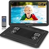 HOPYOP 19.6" Portable DVD Player 17.1" Swivel HD Screen, 5000mAh | 5-6 Hours Playback, USB/SD Card, Sync TV, Region-Free, Powerful Dual Speakers, for Home Theater, Black