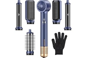 TECHMERI Air Styler Hair Dryer Brush - 6 in 1 Hair Styler Ionic Auto Wrap Hot Air Curler Blow Dryer Brush, 38m/s High Speed Blowout Airflow Hair Dryer Multi Styler Fast Drying Styling for Curly/Straight Hair