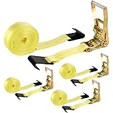 4 Pack 2 Inch Ratchet Straps Heavy Duty 20ft Tie Down Straps Ratchet Flat Hook, 10000 LBS Break Strength, Cargo Ratchet Strap for Moving, Truck, Trailers, Motorcycles, Kayaks, Car Roof