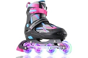 Sowume Adjustable Inline Skates for Girls and Boys, Roller Skates with All Light Up Wheels, Patines para Mujer for Kids and Adults, Men, Women