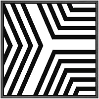 SIGNWIN Framed Canvas Wall Art Optical Illusion Line Art in a Symmetrical Arrows Geometric Shapes Illustrations Minimalism Modern Fun Black and White for Living Room, Bedroom, Office - 16x16 inches