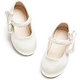 PHIRAMIN Toddler Flower Girl Glitter Dress Shoes Little Girl Ballet Flats Bow Wedding Party