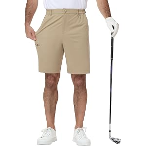 Satankud Men's Golf Shorts 9" Lightweight Stretch Quick Dry Flat Front Casual Shorts for Work Hiking Trips
