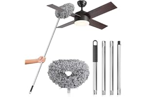 DRQ Ceiling Fan Cleaner Duster, Reusable Microfiber Duster with Extension Pole, 13 to 48 Inch Fan Blade Cleaner, Removable Du